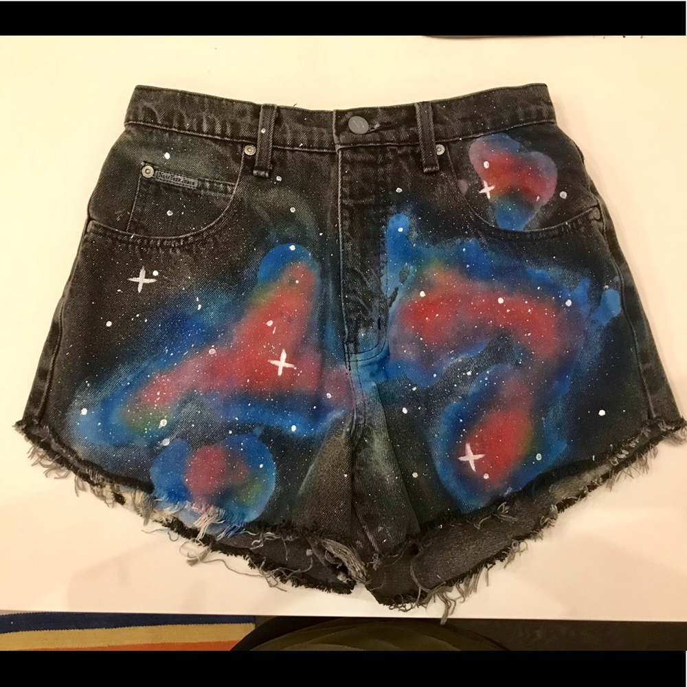 LF Painted Constellation Dark Gray Denim Shorts(8)